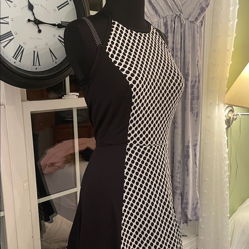 Elegant Black and White Patterned Dress by DR collections